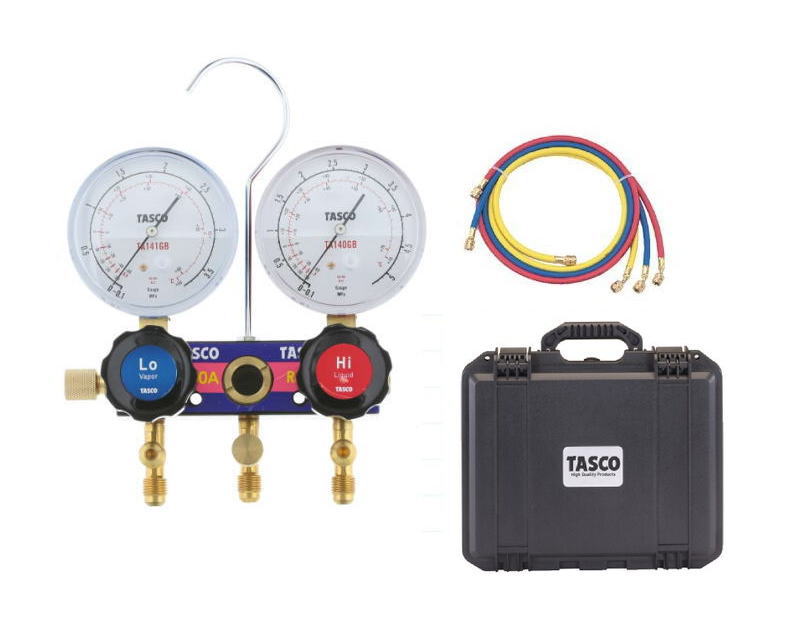 TASCO（タスコ） R410A/R32用サイトグラス付ゲージマニホールドセット　 150cmホース付　TA122J-2