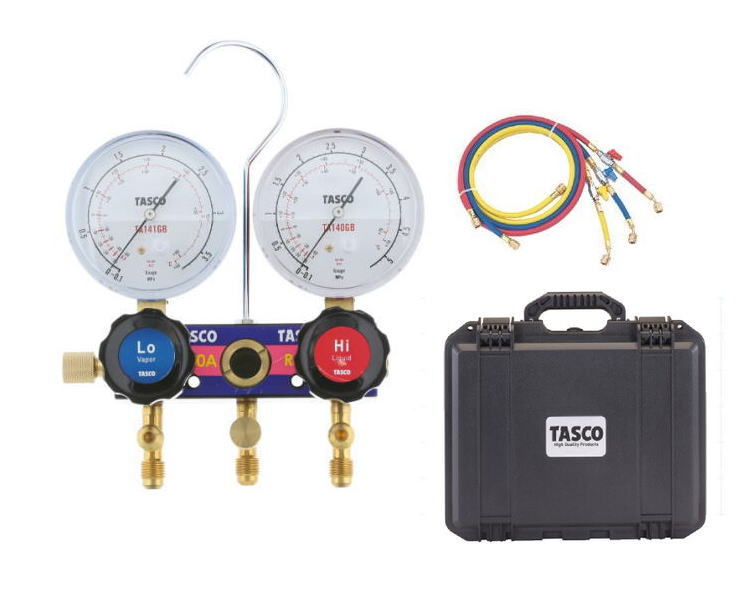 TASCO（タスコ） R410A/R32用サイトグラス付ゲージマニホールドセット　 150cmバルブ付きホース付　TA122JV-2