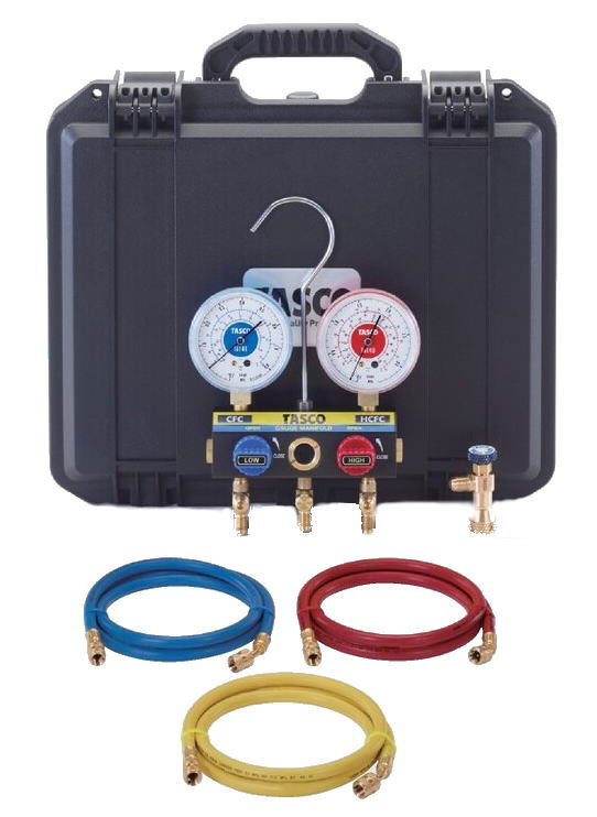 TASCO（タスコ） R22、R12、R500、R502 マニホールドセット 150cm (チャージバルブ2個付) TA15DB
