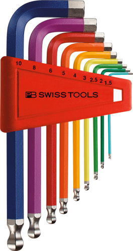 PB SWISS TOOLS　 レインボー ボール付六角棒レンチセット 212H-10RB