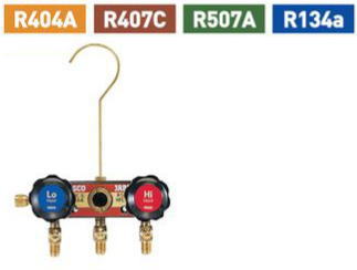 TASCO（タスコ）R404A、R407C、R507A、R134a 敷き地水飲み付き添い人マニホールドボディTA124F-11