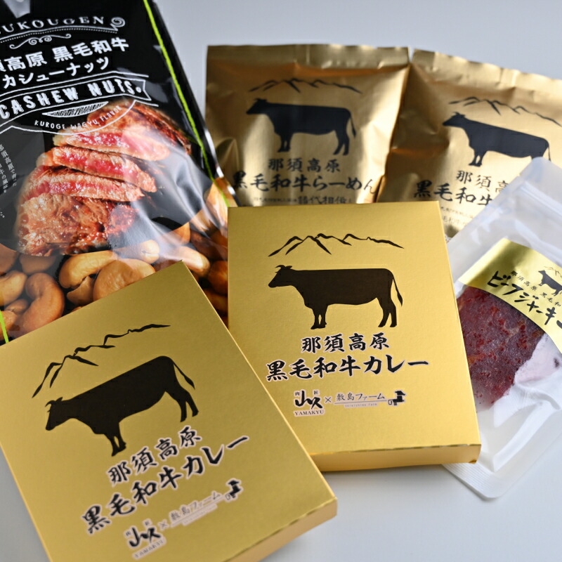 楽天市場 那須高原和牛の加工品4点セット 福袋 ふくぶくろ 帰省暮 きせいぼ お得 おとく おトク 詰め合わせ 詰合せ セット カレー ラーメン カシューナッツ ビーフジャーキー お土産 おみやげ 贈り物 おつまみ お取り寄せ 栃木のタウン誌厳選 もんみや通販