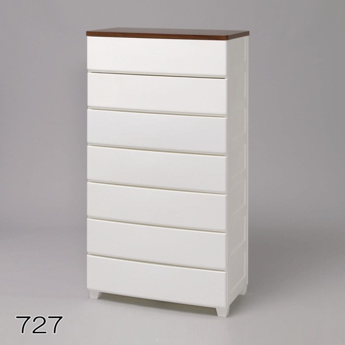 ウッドトップチェスト 【単品販売】ホワイト/ウォールナット 7段 MG-727｜Good thing -グッドシング-