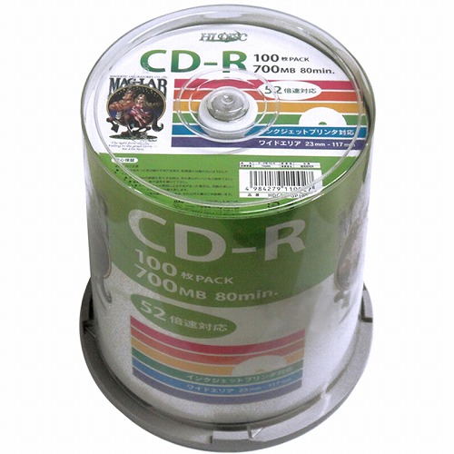 HI DISC CD-R 700MB 100枚スピンドル データ用 52倍速対応 白ワイドプリンタブル HDCR80GP100 | プリンタ テプラ ラベル 関連単語 台 インク ラック テープ 本体 スマホ 小型 用紙 ケーブル mm 12 白 透明 9 プロ 18 プリンター シール 印刷 感熱 対応 接続