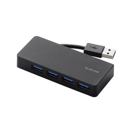 エレコム 4ポートUSB3.0ハブ(ケーブル収納タイプ) U3H-K417BBK | PC 周辺機器 関連：usbメモリ タイプ 容量 ハブ コンセント ケーブル 充電器 変換 type アダプタ 充電 メモリー 延長