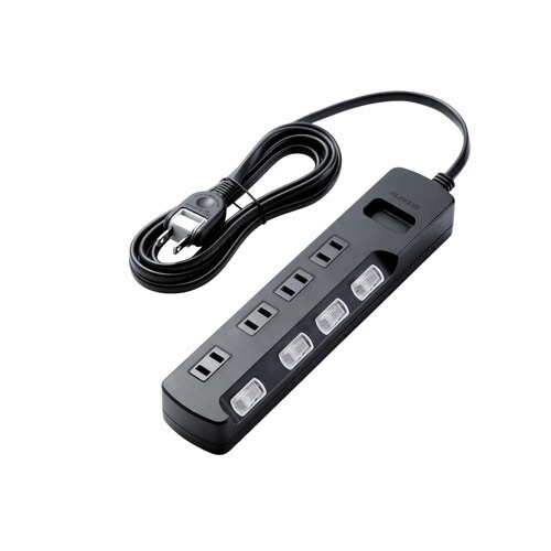 エレコム AV雷ガードタップ 個別スイッチ ホコリシャッター付 4個口 2.5m ブラック AVT-K6A-2425BK 関連：(アイディア 時短 グッズ 商品 生活 暮らし 便利 安全)