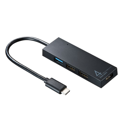 サンワサプライ USBTypeCコンボハブ(4ポート) USB-3TCH7BK | PC 周辺機器 関連：usbメモリ タイプ 容量 ハブ コンセント ケーブル 充電器 変換 type アダプタ 充電 メモリー 延長
