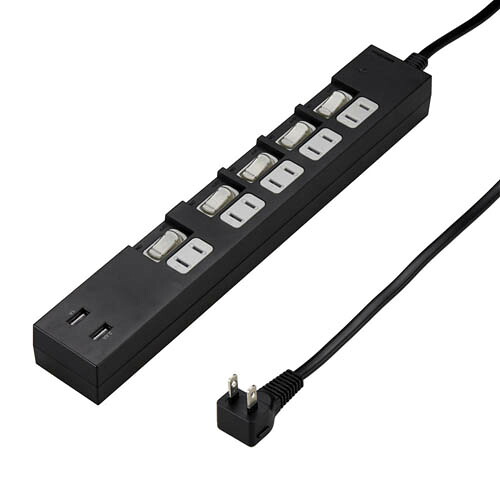 5個セット YAZAWA 個別スイッチ付5AC2USB3.4A2mブラック Y02KS752BK2UX5 | PC 周辺機器 関連:usbメモリ タイプ 容量 ハブ コンセント ケーブル 充電器 変換 type アダプタ 充電 メモリー 延長