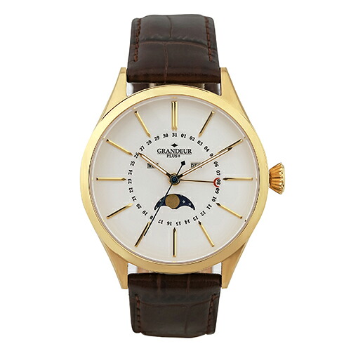 GRANDEUR グランドールプラス クラシカヴィンテージなムーンフェイスメンズ革ベルトウォッチ GRP011G1 | ウォッチ watch 時計 関連単語 ベルト ケース メンズ オシャレ 壁掛け レディース バンド カバー 充電器 腕時計 スタンド ワインダー ボックス メーカー