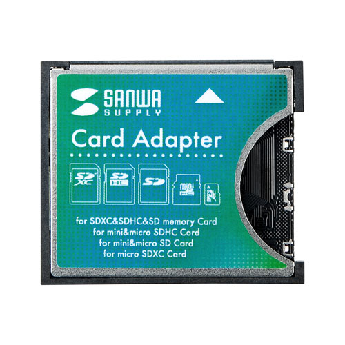 サンワサプライ SDXC用CF変換アダプタ ADR-SDCF1N | パソコン スマホ スマートフォン タブレット 周辺機器 アクセサリー 関連単語 電源 usb hdmi ケーブル wifi ルーター wi-fi 機器 端子 充電 アダプター マウス ポーチ 便利 アイデア商品