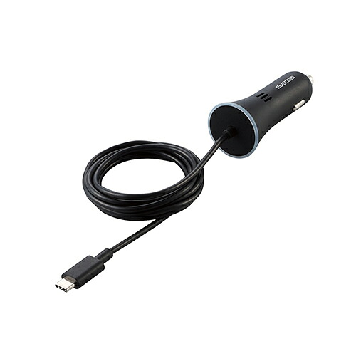 エレコム カーチャージャー/Type-C/USB-C/PD認証/ストレートタイプ/1.5m/18W/インジケーター搭載/ブラック MPA-CCCPD01BK | PC 周辺機器 関連：usbメモリ タイプ 容量 ハブ コンセント ケーブル 充電器 変換 type アダプタ 充電 メモリー 延長