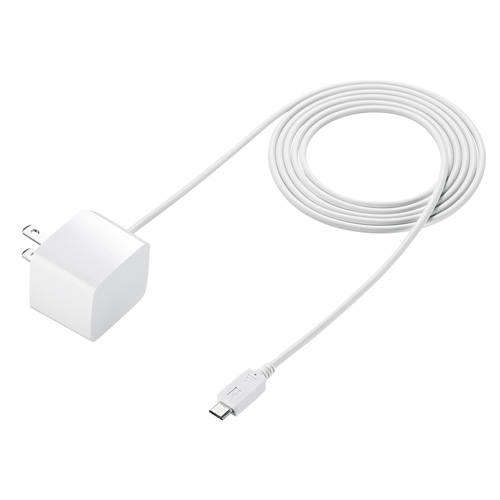 サンワサプライ microUSBケーブル一体型AC充電器(2.1A・ホワイト) ACA-IP45W | PC 周辺機器 関連：usbメモリ タイプ 容量 ハブ コンセント ケーブル 充電器 変換 type アダプタ 充電 メモリー 延長