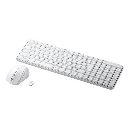 サンワサプライ マウス付きワイヤレスキーボード SKB-WL25SETW | キーボード 関連単語 bluetooth テンキー付きワイヤレス 無線 有線 折り畳み 静音 小型 大型 ピアノ カバー スライダー マウス かわいい 可愛い パソコン 周辺機器