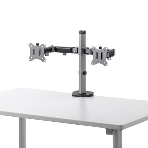 サンワサプライ 水平液晶モニターアーム 2画面用 CR-LA2002 | モニタ 関連単語 アーム 台 スタンド 27 ライト インチ 24 引き出し 卓上 ワイヤレス 有線 パソコン pc usb マウス 無線 bluetooth アクセサリー 周辺機器 4k デュアル 32