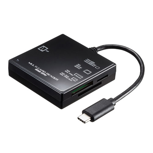 サンワサプライ USB3.1 Type-C マルチカードリーダー ADR-3TCML40BKN | PC 周辺機器 関連：usbメモリ タイプ 容量 ハブ コンセント ケーブル 充電器 変換 type アダプタ 充電 メモリー 延長