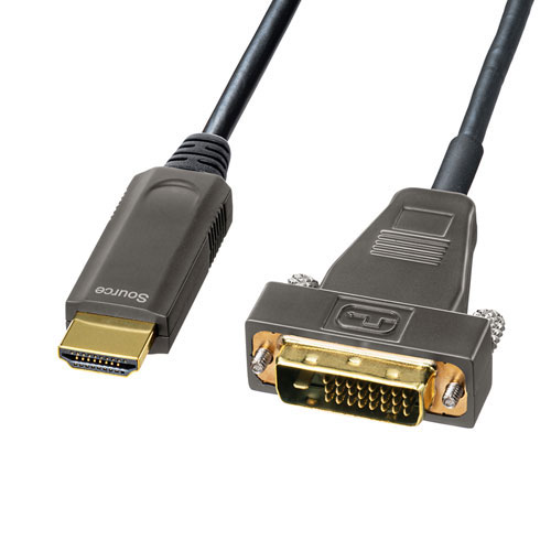 サンワサプライ HDMI-DVI AOC(光ファイバ)ケーブル 10m KM-HD21-FB100 | DVI 関連単語 変換 ケーブル HDMI VGA インターフェース ディスプレイ パソコン DVD アナログ デジタル usb PC 周辺機器 アクセサリー 転送 信号