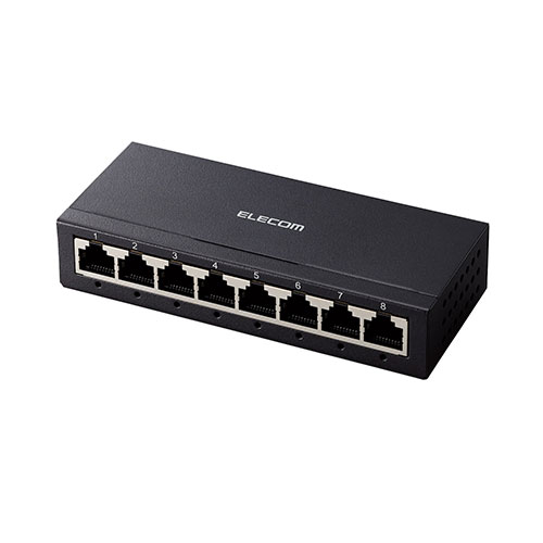 エレコム Giga対応スイッチングハブ/8ポート/金属筺体/電源外付けモデル/ブラック EHC-G08MA-B | コンセント 電源 プラグ 関連単語 カバー タップ タイマー usb ボックス キャップ プレート コード ケーブル おしゃれ タワー type-c マグネット 変換 ソーラー