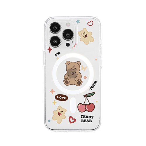 AKAN MagSafe対応クリアケース for iPhone 14 Pro テディベア 背面カバー型 AK23523i14P | iPhone ipad 関連単語 ケース pro スマホ 15 スマートフォン 16 タブレッド 14 air 本体 pc mini パソコン 充電 ケーブル 保護フィルム いphone アイフォン アイパッド