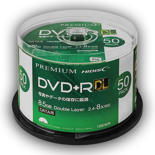 HIDISC データ用 DVD+R DL 片面2層 8.5GB 50枚 8倍速対応 インクジェットプリンタ対応 HDVD+R85HP50 | 関連単語: 接続 再生 内蔵 ポータブル プレーヤー 映画 車載 hdmiテレビ ケース 外付け 対応 収納 レコーダー ブルーレイ