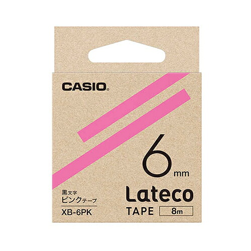 【5個セット】 カシオ計算機 Lateco 詰め替え用テープ 6mm ピンクテープ 黒文字 XB-6PKX5  | テープ 関連単語 ライト カッター ボール メジャー ライター led お洒落 おしゃれ 医療 マスキング のり 詰替え ホルダー 両面 テプラ 詰め替え