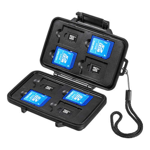【5個セット】 サンワサプライ 防水・防塵メモリーカードケース(SDカード、microSDカード用) FC-MMC29BKX5 | SDカード 関連単語 リーダー gb 128 256 64 32 512 ケース switch タイプ c メモリー usb 記憶 周辺機器 アクセサリー pc スマホ 容量｜Good thing -グッドシング-
