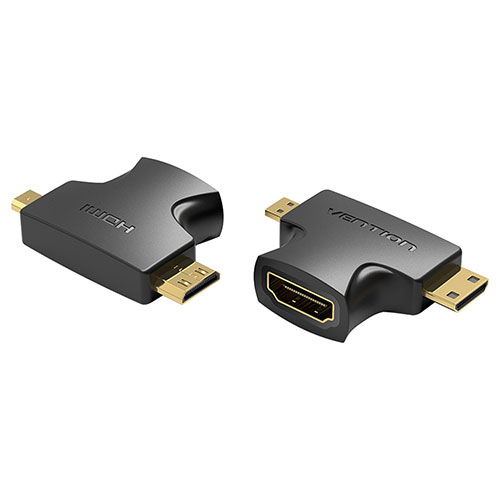 【10個書き割り】 VENTION 2 インチ 1 Mini HDMI and Micro HDMI Male to HDMI Female アダプタ AG-2281X10 かかわり合い：(アイディア 時短 グッズ 商いもの やって行く 生活様式 助けになる 安全性のある)