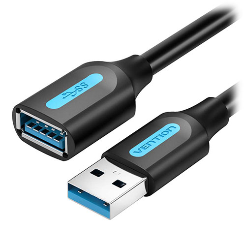 【10個セット】 VENTION USB 3.0 A Male to A Female 延長ケーブル 1m Black PVC Type CB-7439X10 | PC 周辺機器 関連:usbメモリ タイプ 容量 ハブ コンセント ケーブル 充電器 変換 type アダプタ 充電 メモリー 延長