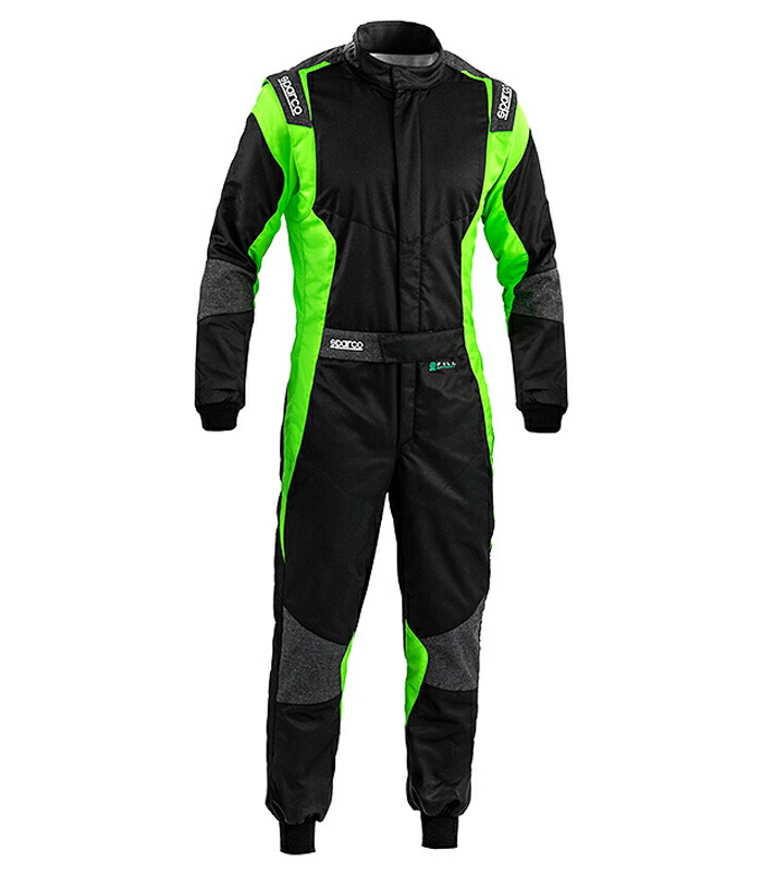 SPARCO スパルコ FUTURA R579 レーシングスーツ 黒いこと×緑であること FIA8856-2018使用許可 (001155NRVF) FULL EFFICIENCY SUIT