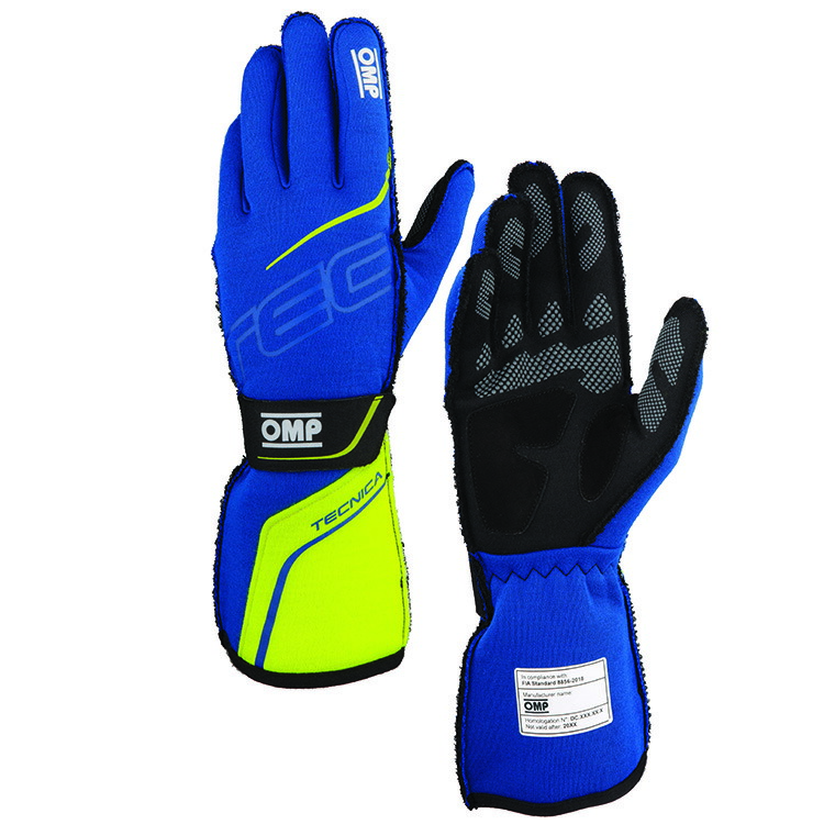 OMP TECNICA GLOVE ロイヤルブルー×イエロー(044) レーシンググローブ FIA公認8856-2018 (IB0-0779-A01-044) MY2025