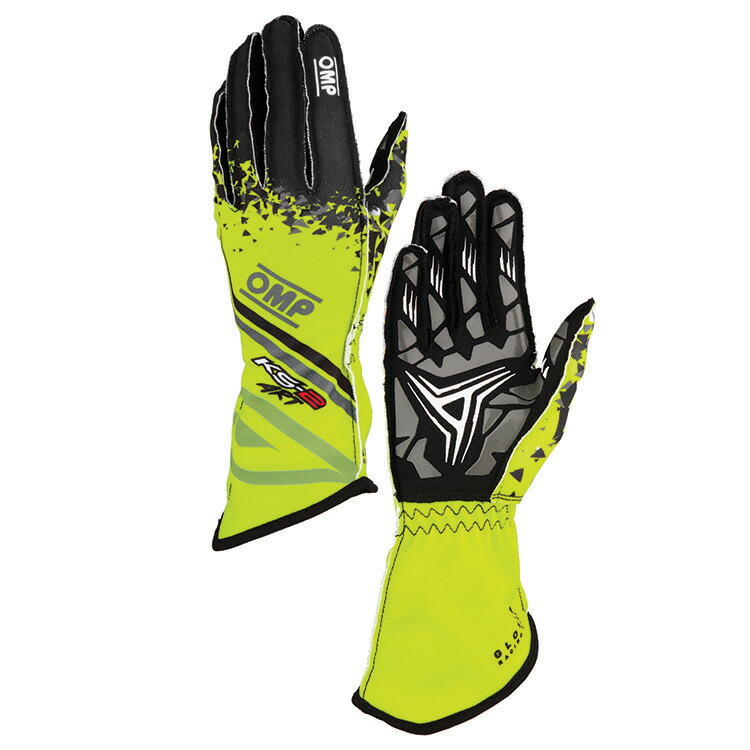 OMP KS-2 Art GLOVE イエロー×ブラック(059) レーシンググローブ レーシングカート・走行会用 (KB0-2755-A01-059) MY2025