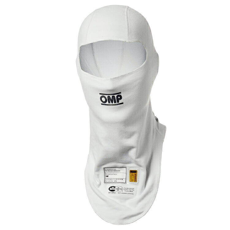 OMP フェイスマスク ONE EVO BALACLAVA ホワイト FIA8856-2018公認 (IE0-0791-A01-020) MY2023
