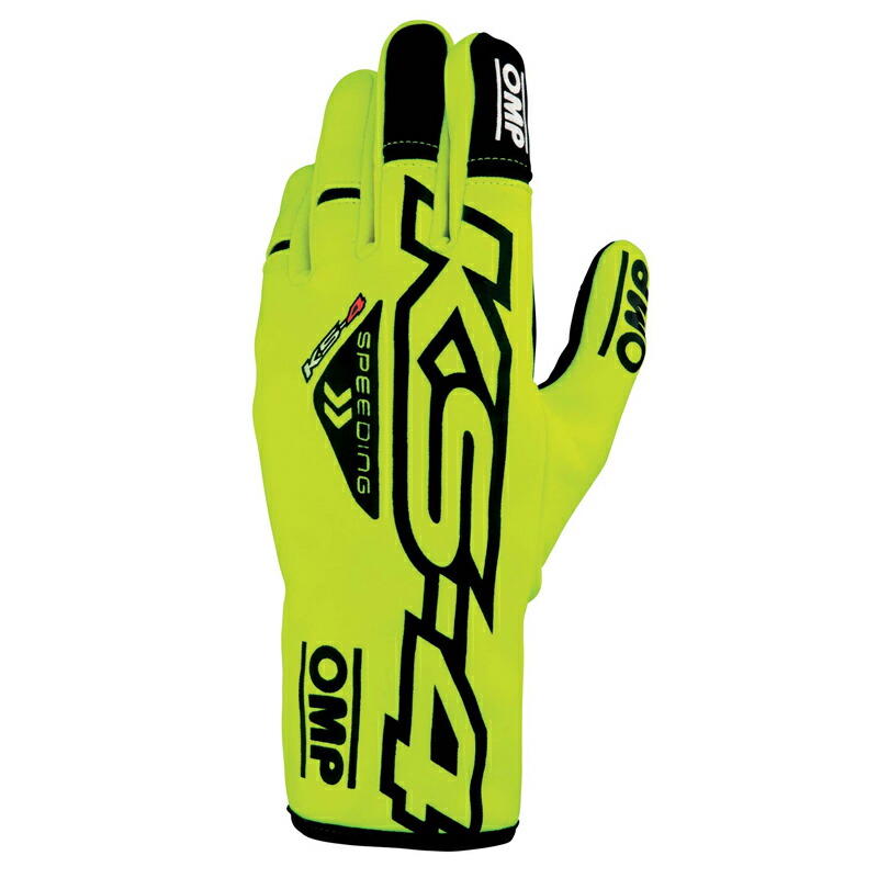 在庫限り：OMP KS-4 GLOVE イエロー レーシンググローブ MY2023 レーシングカート・走行会用 (KB0-2750-A01-059)