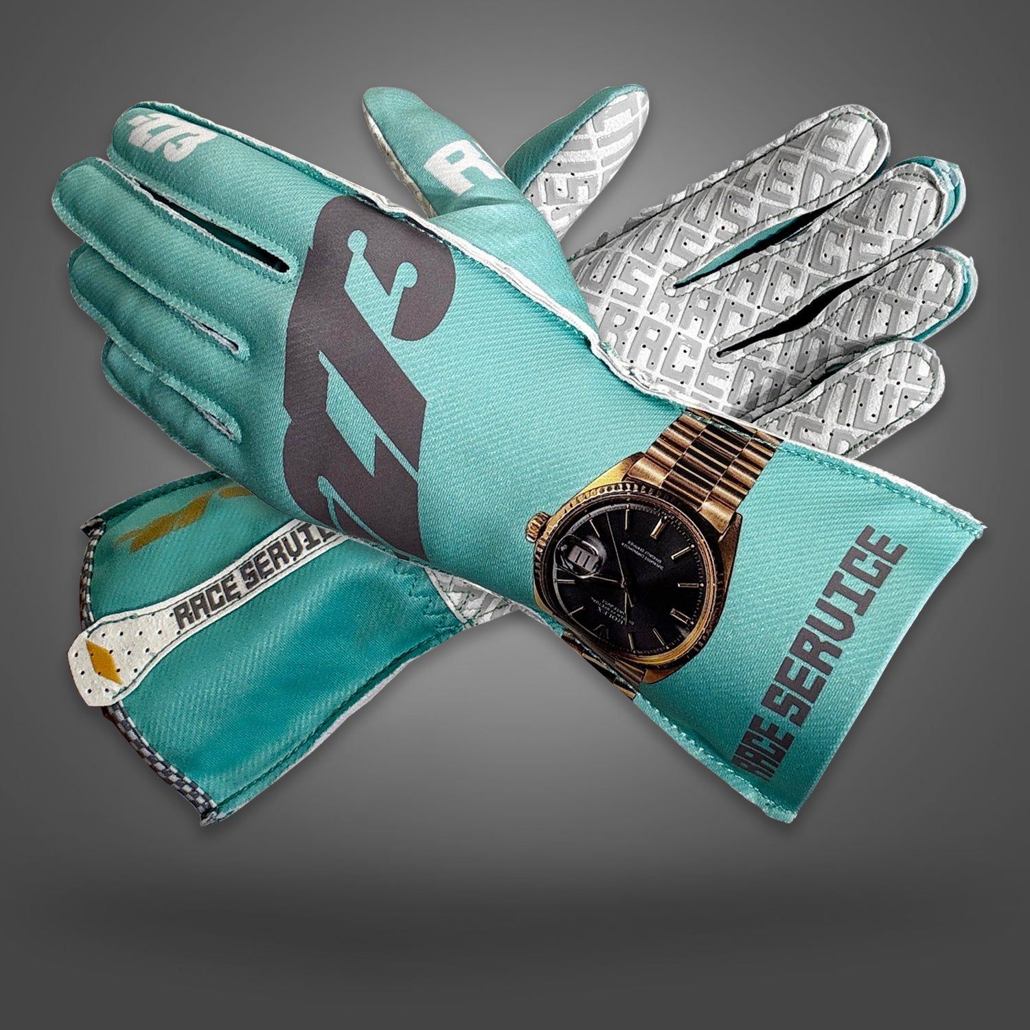 レア非売品】レーシンググローブGRAND PRIX 7 緑／白のツートン