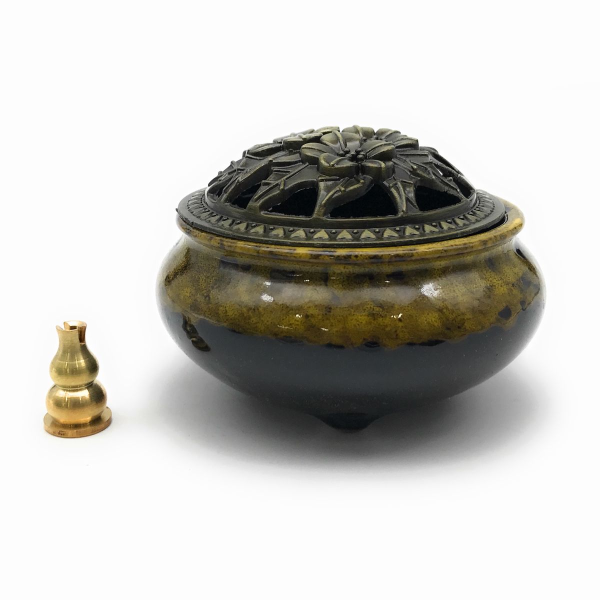楽天市場】香炉 アンティーク風 シンプル 陶器製 花柄の蓋 (ライトグリーンB) : 輸入インテリア雑貨モノッコ