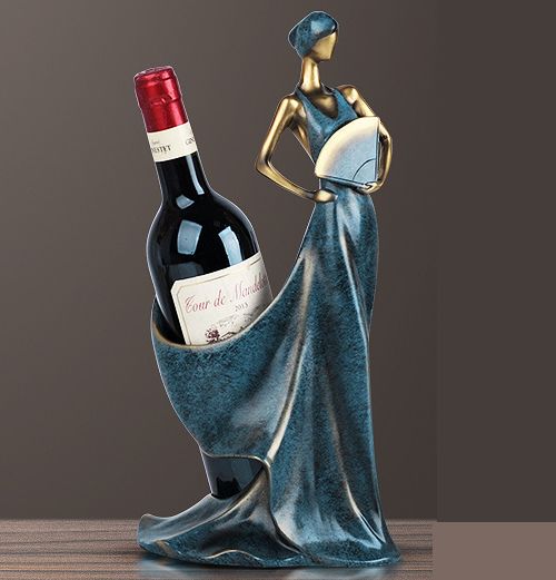 楽天市場 ワインボトルホルダー 扇子を持つロングドレスの女性 ヨーロッパ風 ブルー モノッコ