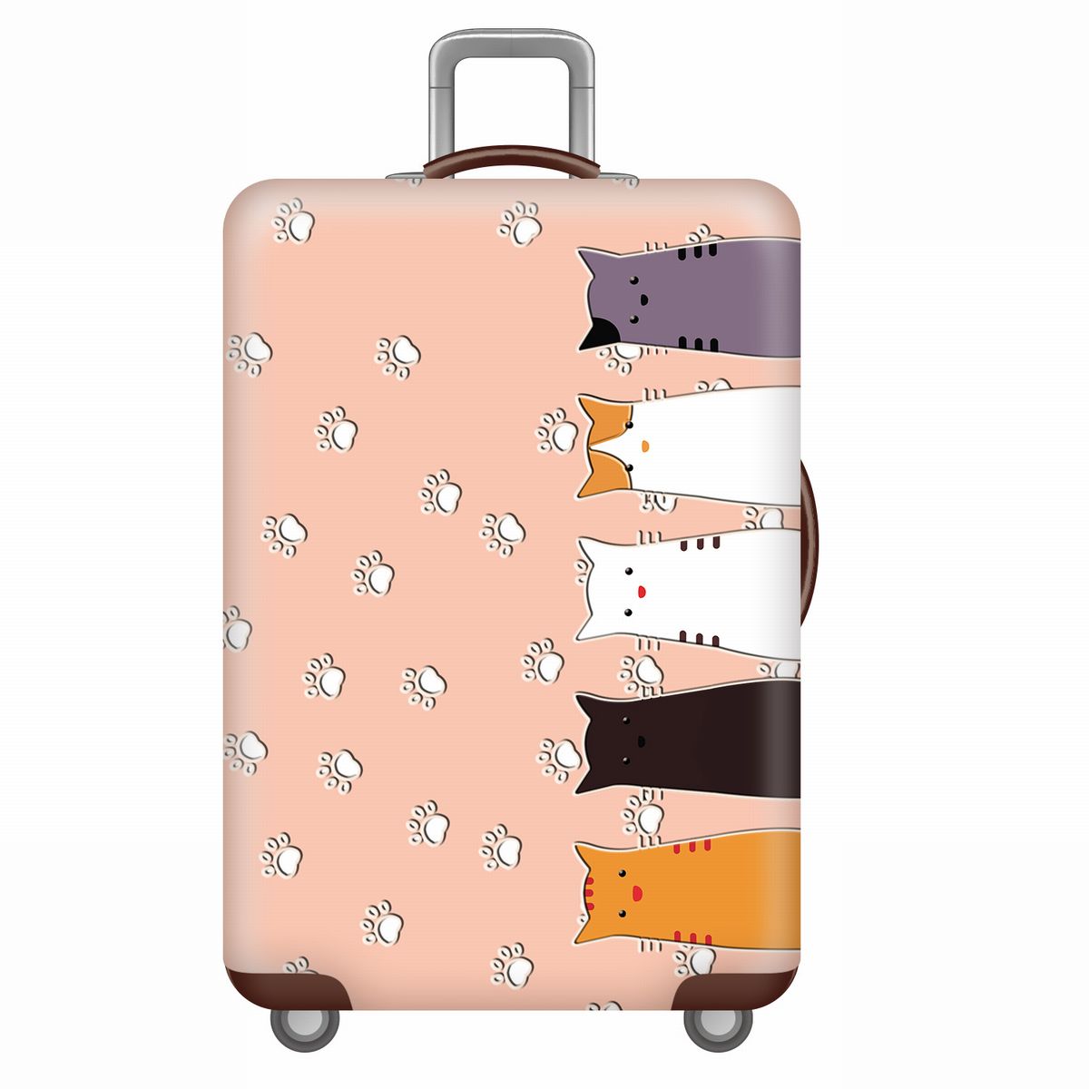 楽天市場 スーツケースカバー かわいい5匹の猫 肉球 イラスト プリント M 送料無料 モノッコ