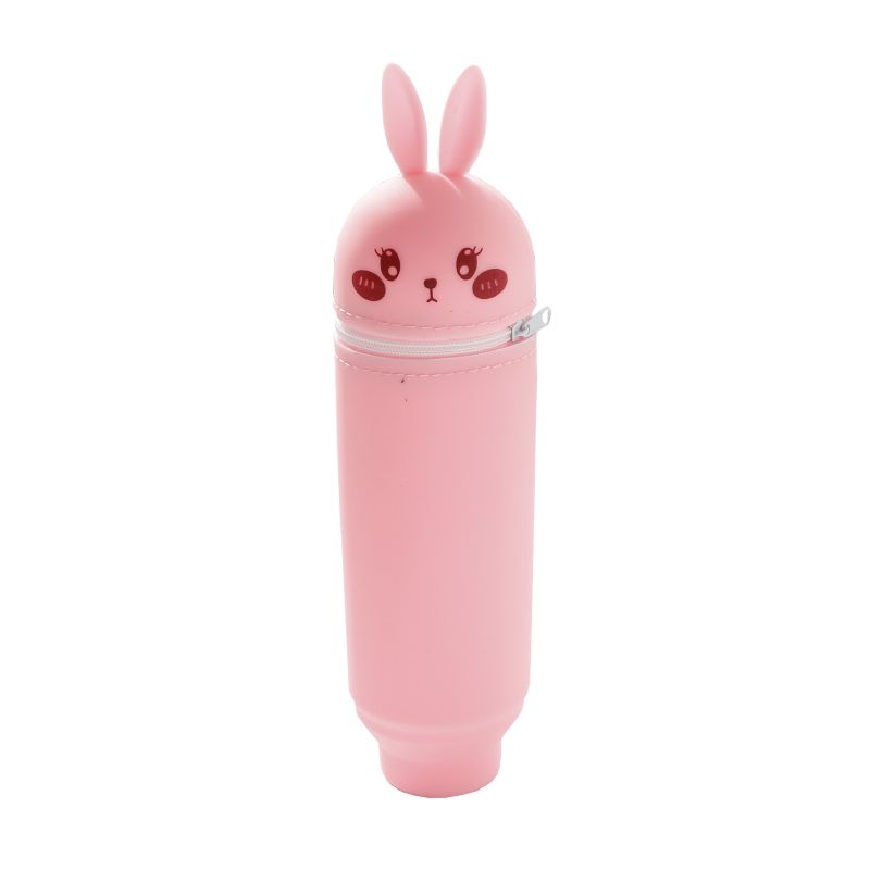 楽天市場 スタンドペンケース ウサギ 顔のイラスト 立体的な耳 シリコン製 ピンク モノッコ