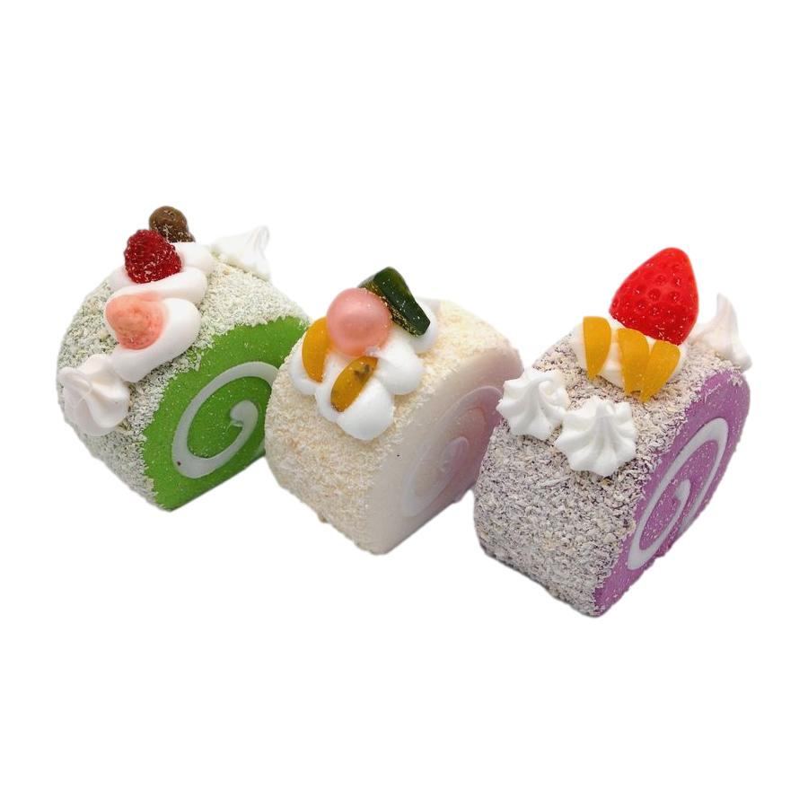 楽天市場 食品サンプル ロールケーキ カラフル マグネット付き 3個セット B モノッコ