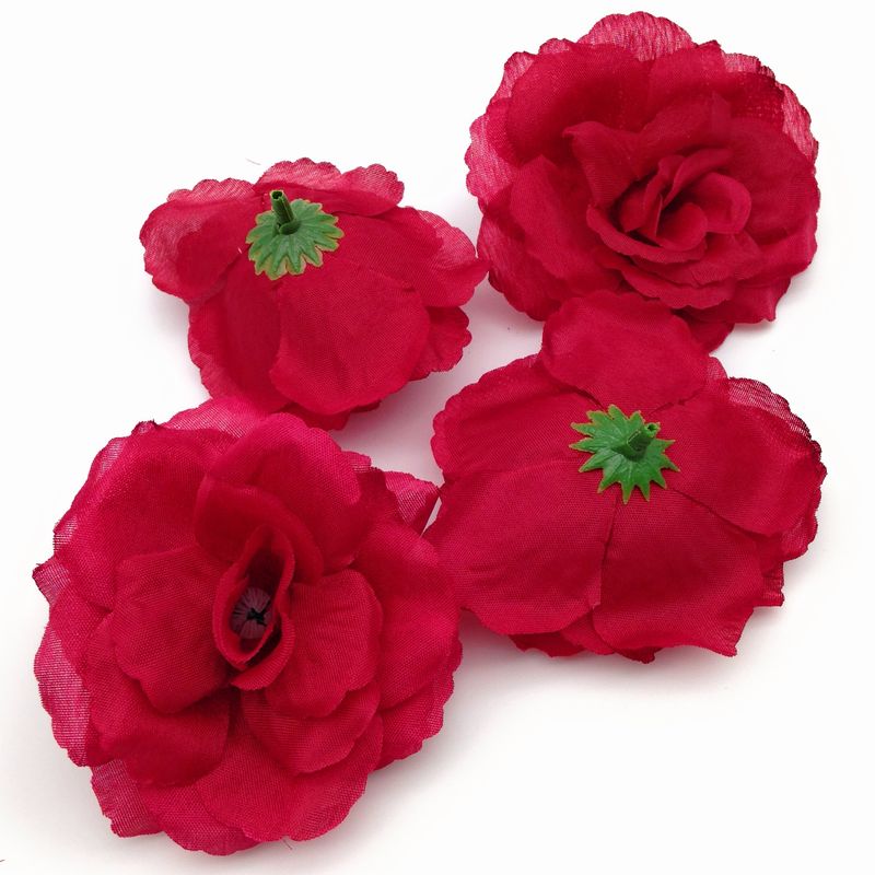 ワインレッドバラ造花花インテリアフラワー50個セット