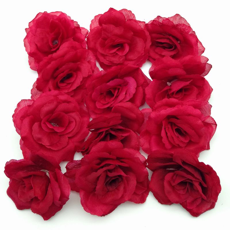 ワインレッドバラ造花花インテリアフラワー50個セット