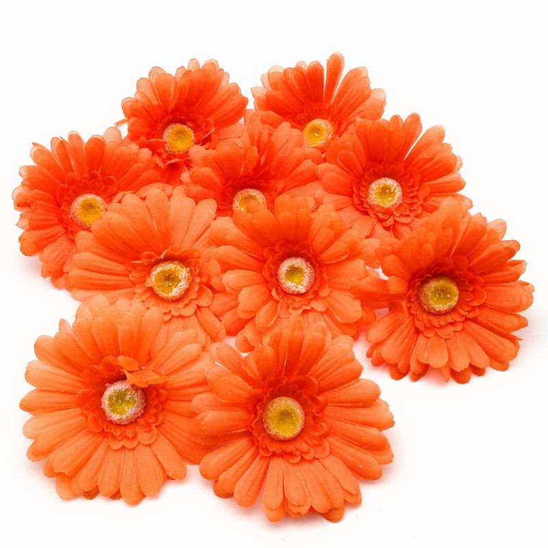 楽天市場 造花 ガーベラ 花のみ 10センチ 30個 オレンジ モノッコ