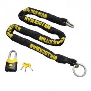【当店在庫有】 レイト商会 Mr.LOCKMAN ミスターロックマン ワイルドスライダーチェーンロック ストロング8 12&times;12mm 2m ブラック-イエロー ML-019-2000｜モノダイレクト