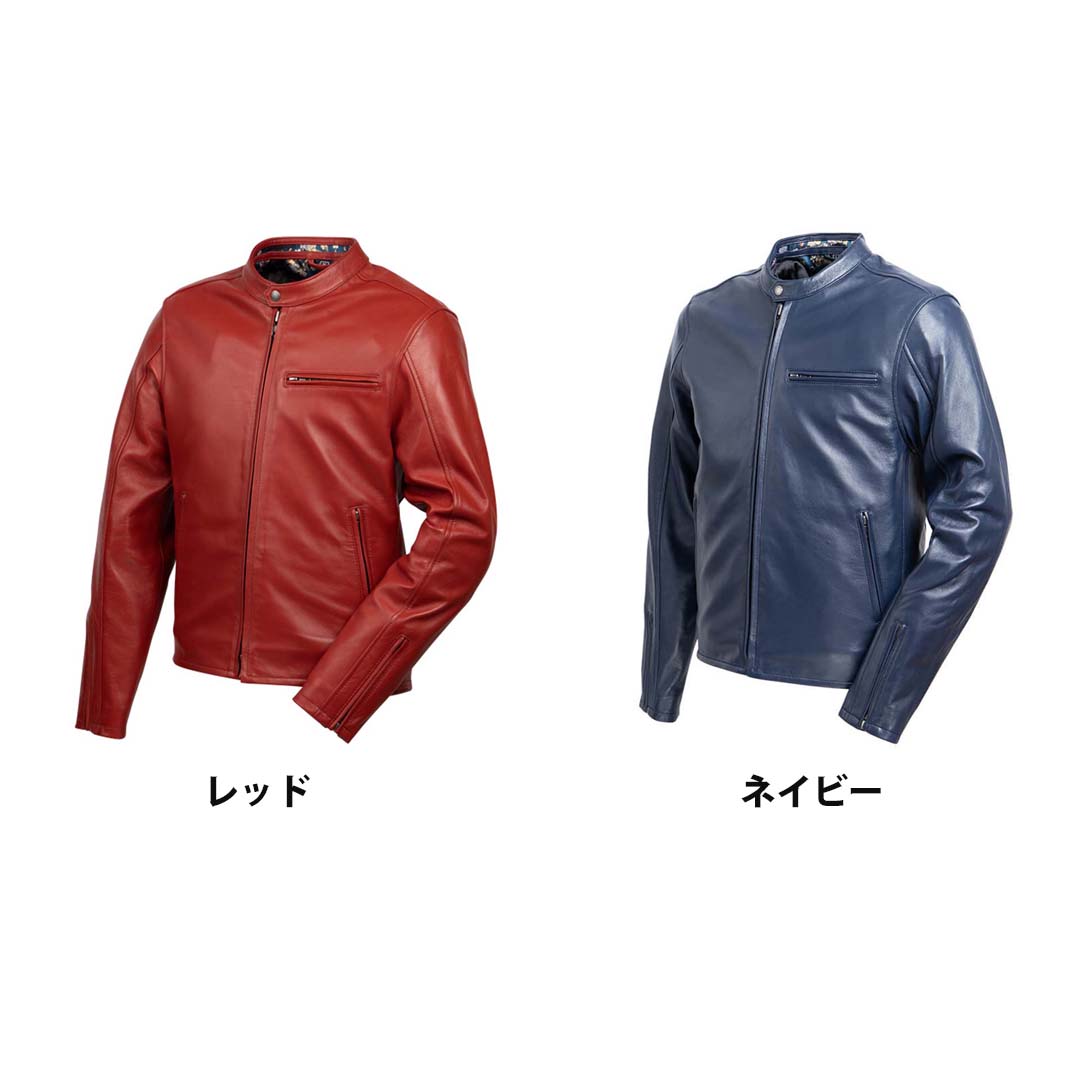 【デグナーWEB正規代理店】 デグナー DEGNER 鉄流水雪輪 レッド ネイビー 金襴レザージャケット 肩・肘・背中・胸プロテクター標準装備 21SJ-14K