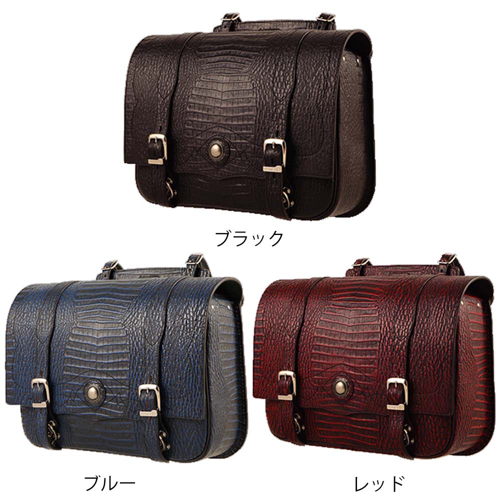 ストア デグナー クロコダイル柄レザーサドルバッグ LEATHER SADDLEBAG