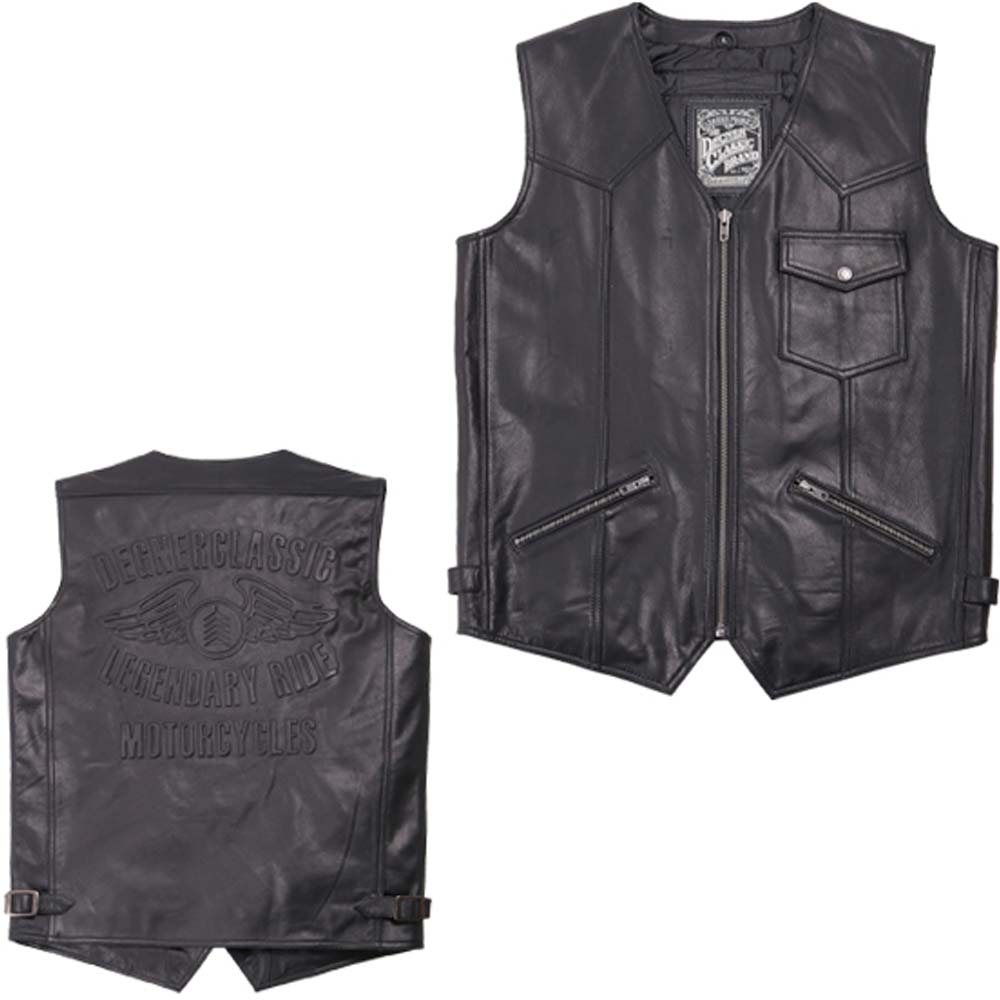 【特価★デグナー認定WEB正規代理店】デグナー V-17 レザーベスト LEATHER VEST ブラック DEGNER V-17