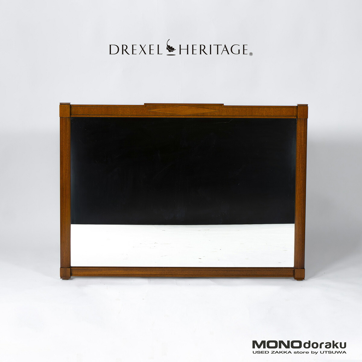 照明ランプ鏡鑑 ドレクセルへリテイジ DREXEL HERITAGE Triune トライユン マホガニー 日本製 古典派音楽ひな形 アンティーク調 ウォール鏡鑑 鏡 立て掛け【中古】【中古調度品】【中古鏡鑑】【USED調度品】【リユース】