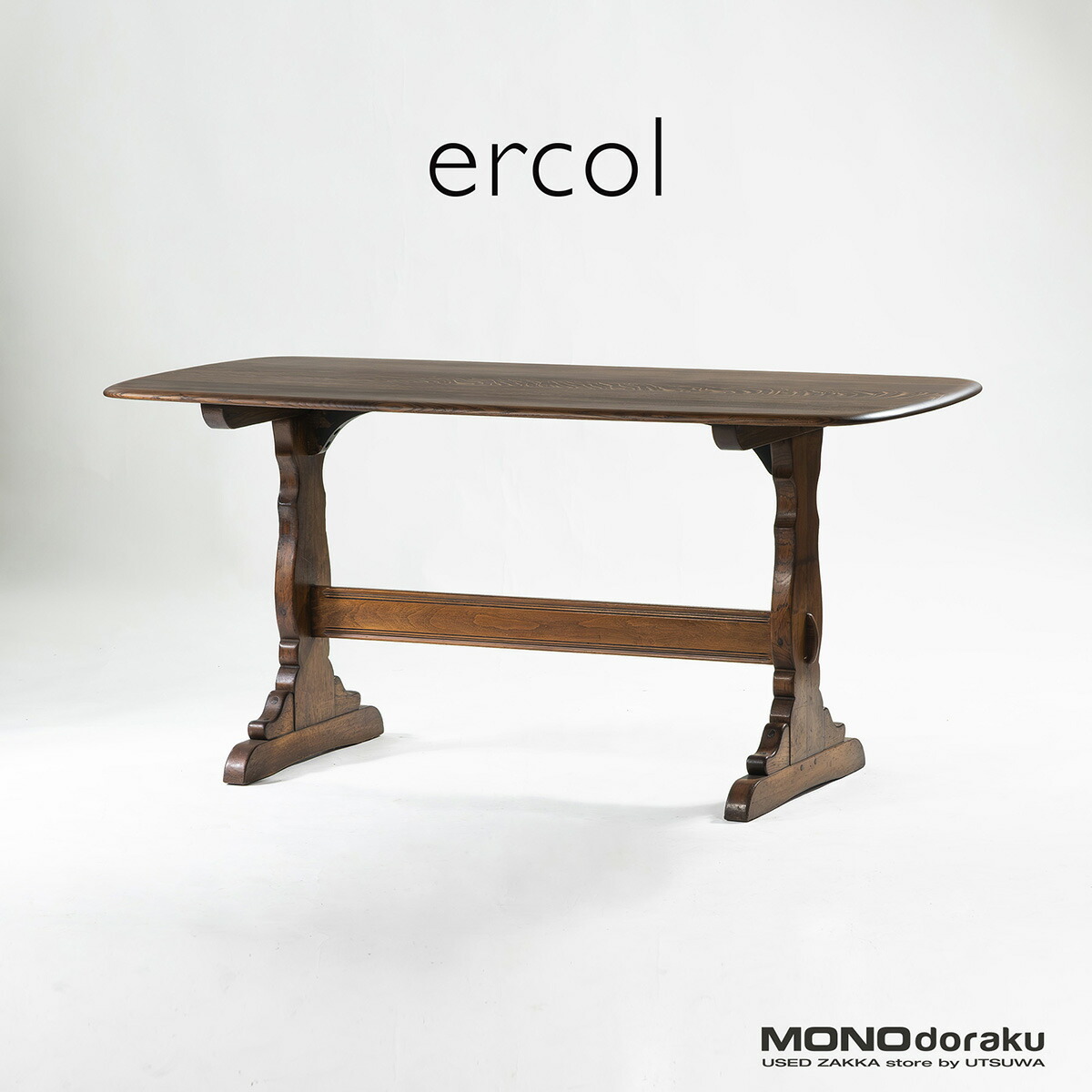 【中古】ダイニングテーブル アーコール ERCOL オールドコロニアル リフェクトリーテーブル オーク材 ◆天板再塗装済み◆ 無垢材 英国ヴィンテージ カントリー調 アンティーク ミッドセンチュリー【中古ダイニングテーブル】【中古家具】【USED】|モノ道楽