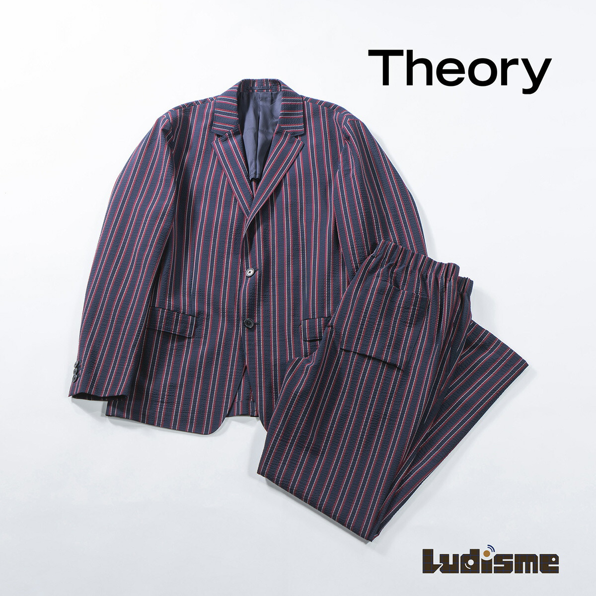 【古着】セオリー Theory マルチストライプ スーツセットアップ シアサッカー生地 背抜き イージーパンツ テーラードジャケット カジュアル メンズファッション メンズセットアップ メンズカジュアルスーツ【中古】【USED】｜モノ道楽