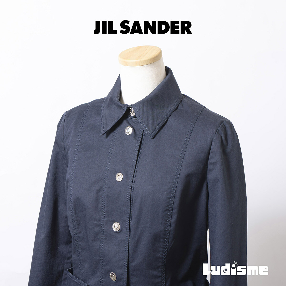 【古着】ジルサンダー JIL SANDER NAVY コットンジャケット 34 ネイビー 紺 レディース イタリア製 ミニマル カジュアルジャケット ミリタリージャケット アウター【中古】【ブランド古着】【USED】