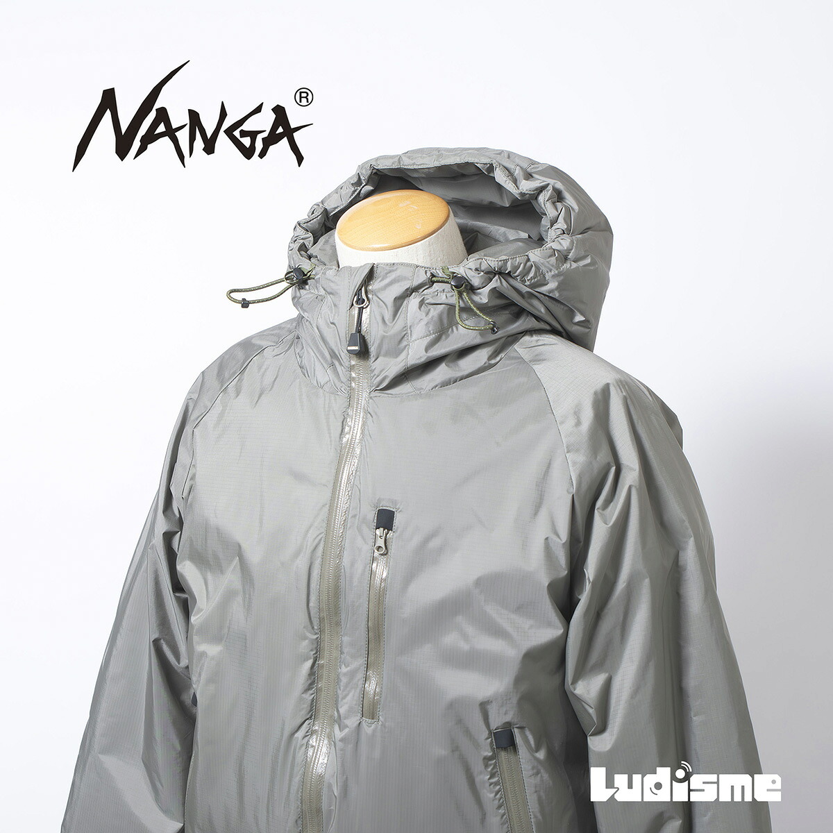 【古着】ナンガ NANGA オーロラダウンジャケット グレー メンズ L 日本製 オーロラテックス 防水透湿 フーデッド アウトドアジャケット マウンテンパーカー【中古】【ブランド古着】【USED】|モノ道楽